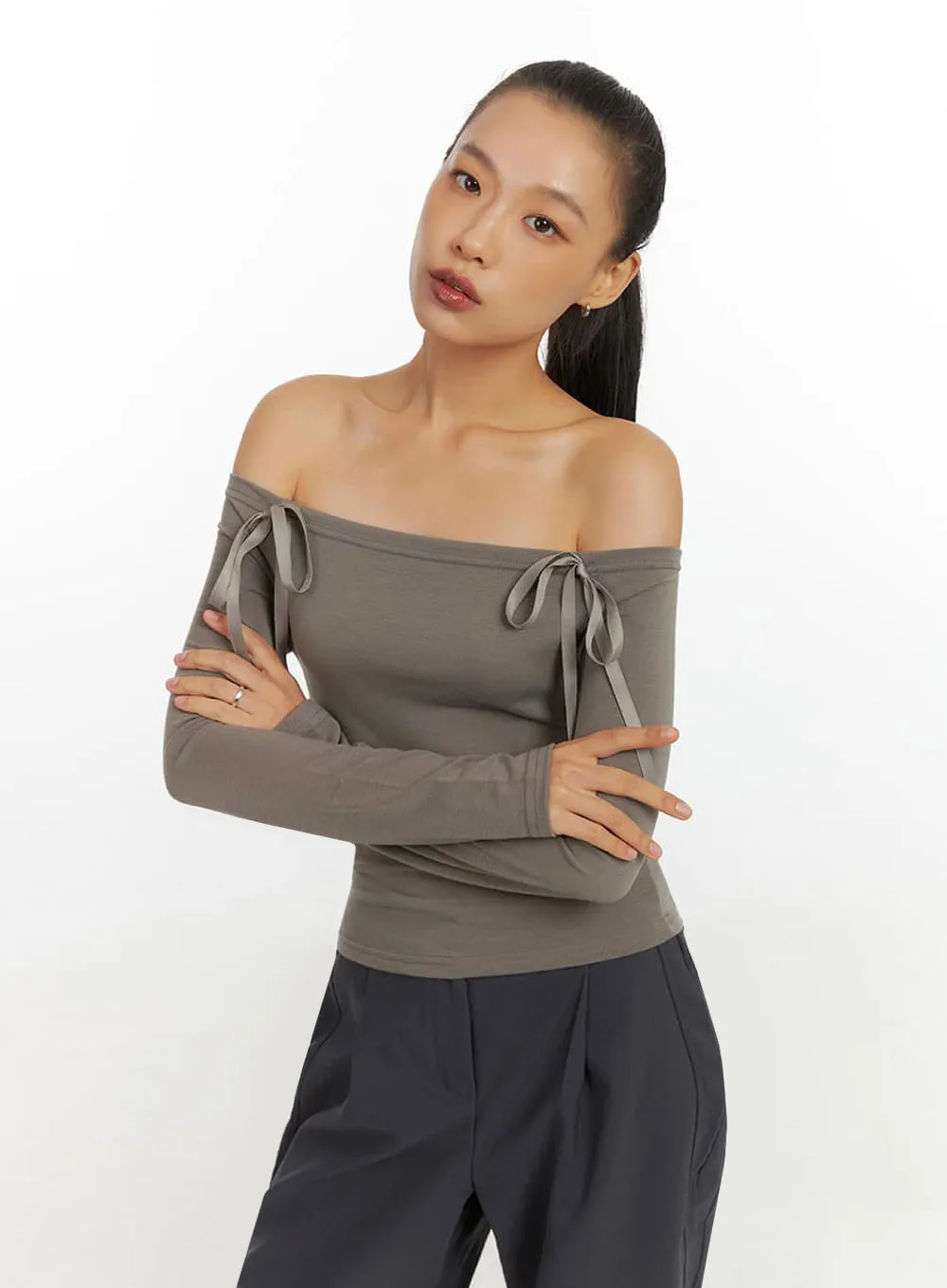 Ribbon Off Shoulder Top IO409