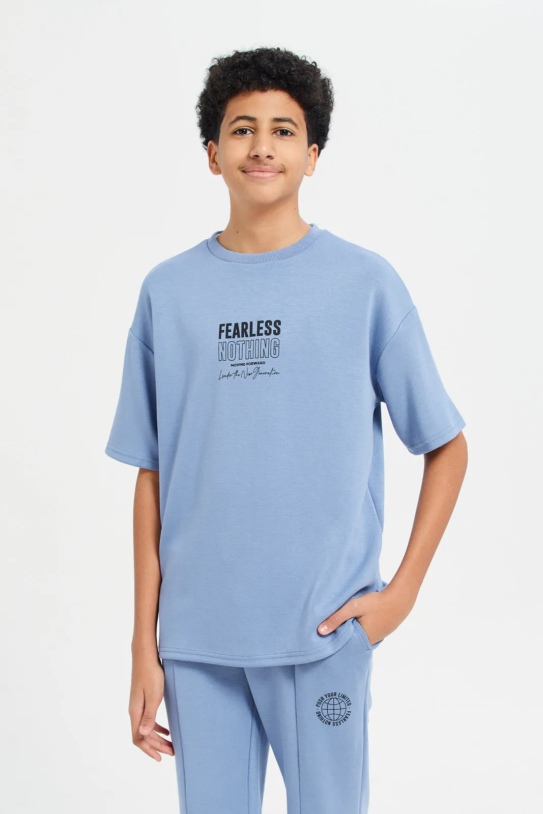 Senior Boys Blue Modal Short Sleeve T-Shirt