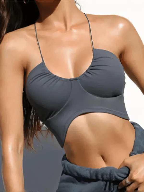 Sexy Women's Sports Bra with Open Back and Deep Neckline - SF1773