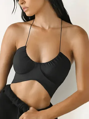 Sexy Women's Sports Bra with Open Back and Deep Neckline - SF1773