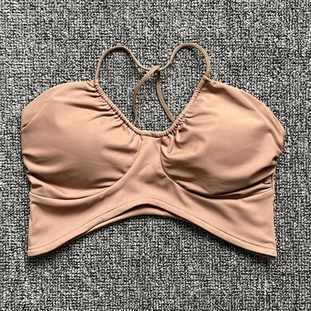 Sexy Women's Sports Bra with Open Back and Deep Neckline - SF1773