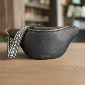 Sheep Leather Waist Bag with Patterned Strap