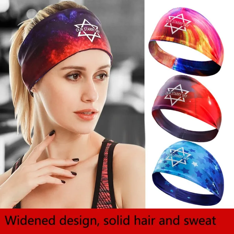 Sports Fitness Antiperspirant Headband Sweat-Absorbent Headband Sweatband(Blue Star)