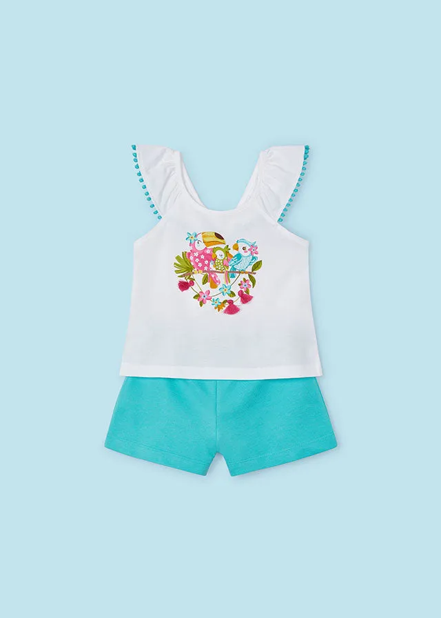 SS24 Mayoral Girls Jade Parrot Shorts Set 3261