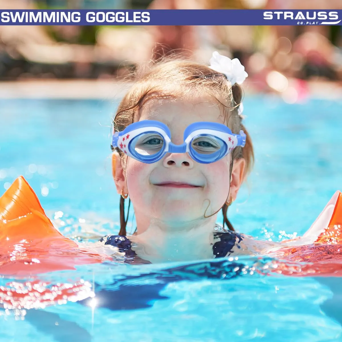 STRAUSS Swimming Goggles | Anti Fog & UV Protection | Swimming Goggles for Kids, Adults | Fully Adjustable Swimming Goggles with A Case Cover,(Green)