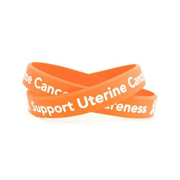 Support Uterine Cancer Awareness Rubber Wristband - Adult 8"