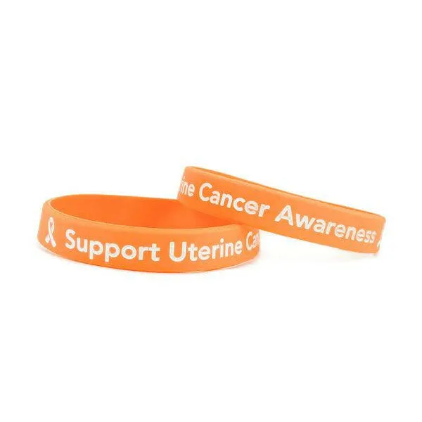 Support Uterine Cancer Awareness Rubber Wristband - Adult 8"