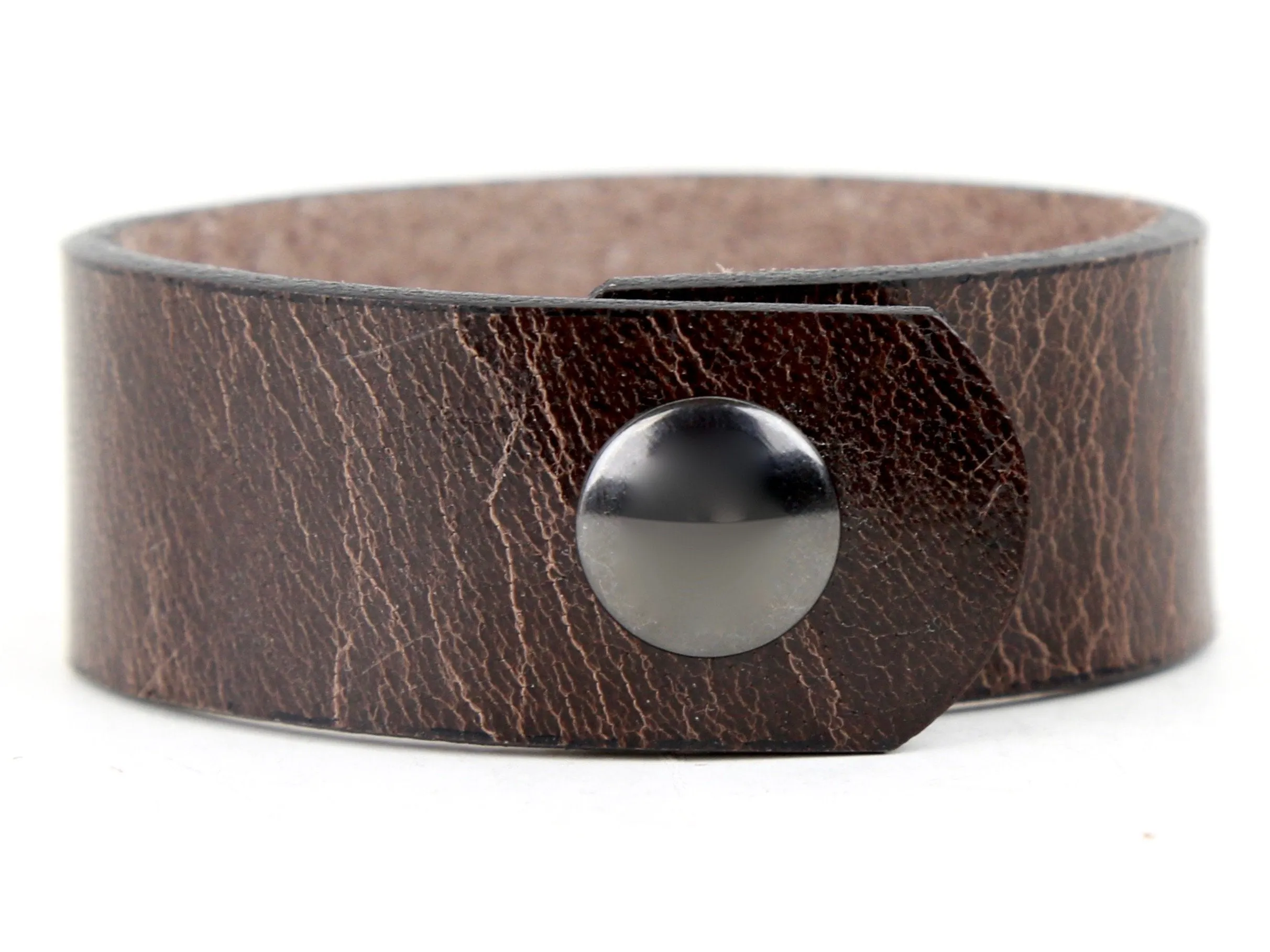 Textured Dark Brown Leather Wristband