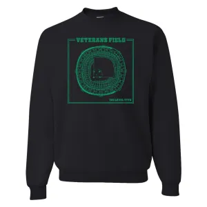 The Vet Seating Chart Crewneck Sweatshirt | Veterans Stadium Seating Chart Black Crew Neck Sweatshirt