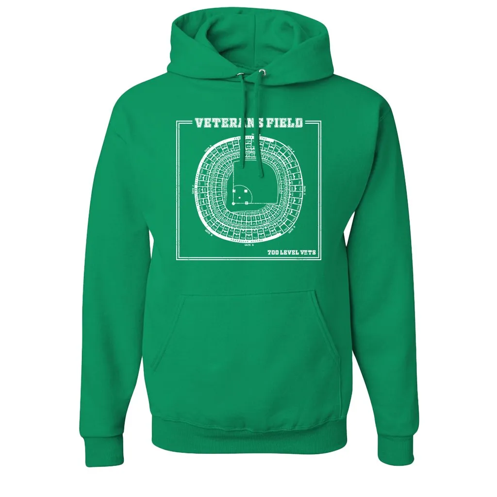 The Vet Seating Chart Pullover Hoodie | Veterans Stadium Seating Chart Kelly Green Pull Over Hoodie