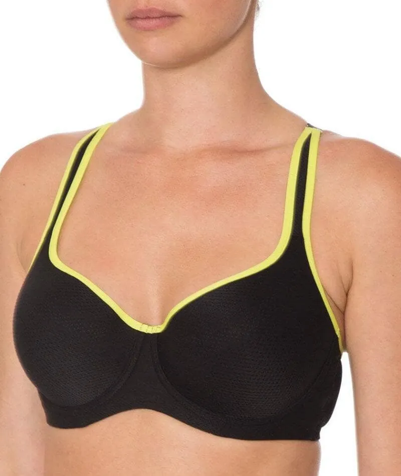 Triumph Triaction Racerback Sports Bra - Black/Green