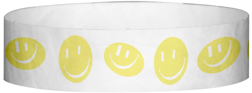 Tyvek® 3/4" x 10" Happy Face pattern wristbands