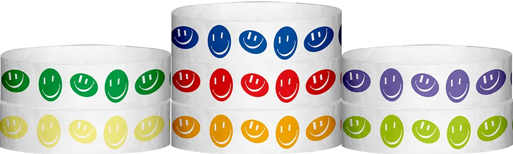 Tyvek® 3/4" x 10" Happy Face pattern wristbands