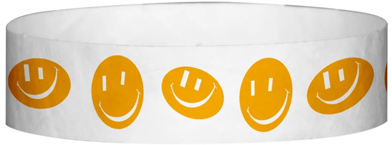 Tyvek® 3/4" x 10" Happy Face pattern wristbands