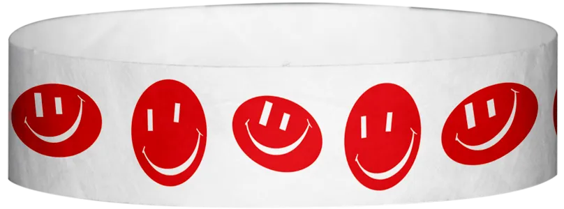 Tyvek® 3/4" x 10" Happy Face pattern wristbands