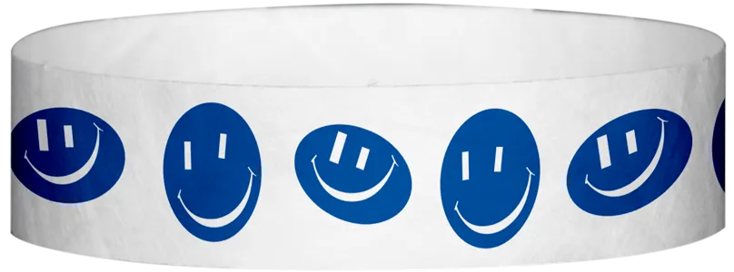 Tyvek® 3/4" x 10" Happy Face pattern wristbands