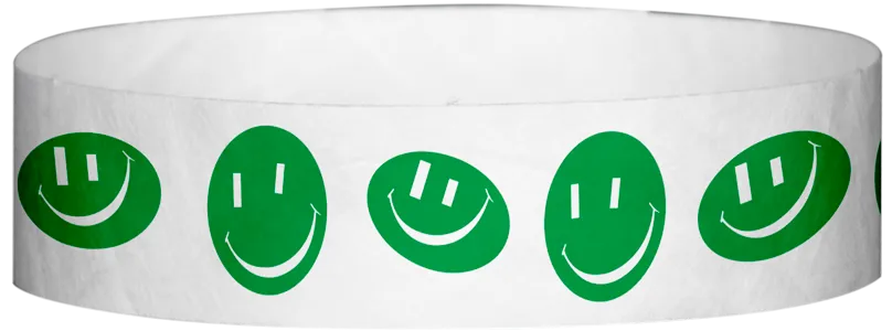 Tyvek® 3/4" x 10" Happy Face pattern wristbands