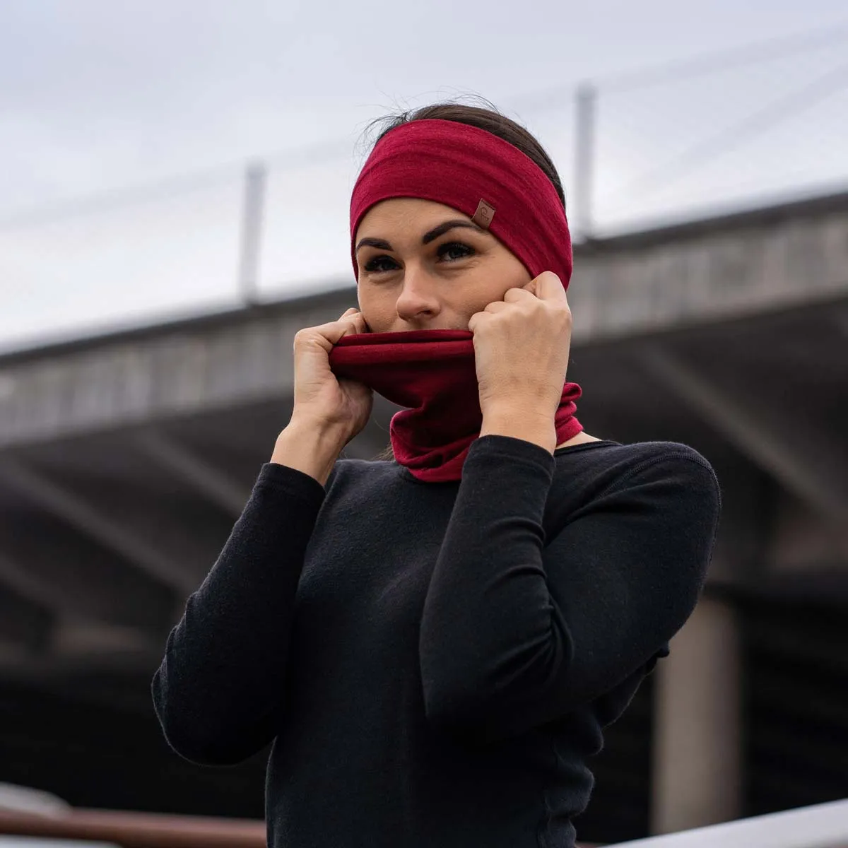 Women's Merino Headband Royal Cherry